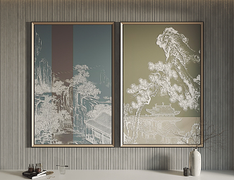 New Chinese Architectural Painting Hanging Painting Decorative Painting 3d model