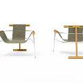 Modern Minimalist Leisure Lounge Chairs With Wooden Armrests Metal Frame And Fabric Seat