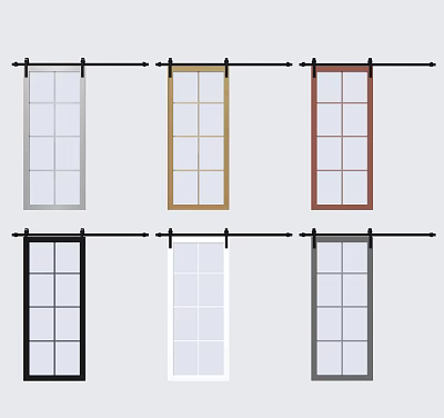Stylish Sliding Barn Door Designs With Multiple Color Options And Glass Panels 3d model