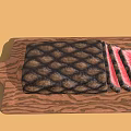 Juicy Grilled Steak Sliced on Wooden Cutting Board with Pink Interior