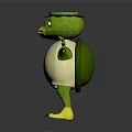 Cartoon Game Movie Character With Green Body White Belly Yellow Feet And Open Arms