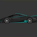 Modern Black Sports Car With Blue Accents And Sleek Aerodynamic Design