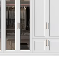 Modern White Wardrobe Design With Glass Doors And Multiple Storage Cabinets 3d model