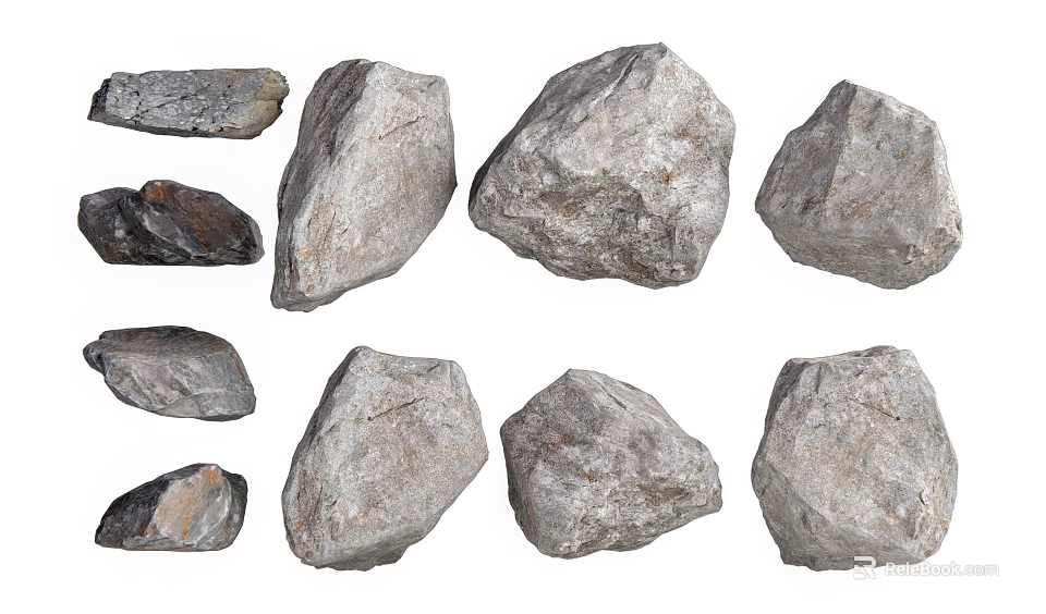 Natural Stone and Wood Elements with Natural Textures for Interior Design Projects 3d model