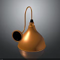 Modern Copper Funnel Shaped Lamp With Curved Metallic Rod And Circular Base