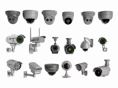 Security Surveillance Cameras Various Models With HD Night Vision For Indoor Outdoor Use 3d model