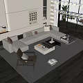 Modern sofa coffee table combination 3d model