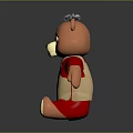 Cute Teddy Bear Shaped Kids Chair With Red And Beige Design And Grey Hair Details