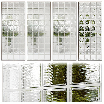 Modern glass brick glass brick partition screen combination 3d model