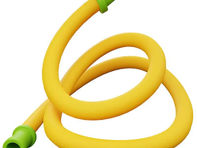 Durable Yellow Fire Hose with Green Connectors for Emergency Fire Safety Equipment 3d model