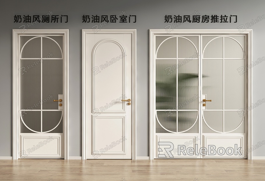 French Retro Door Cream Style Single Door Swing Door Glass Door Kitchen Door Toilet Door Bedroom Door Double Door model