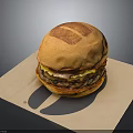Delicious Juicy Burger With Toasted Bun Egg Patty And Fresh Veggies On Brown Paper