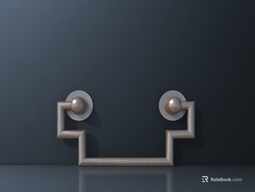 Modern Geometric Metal Handle Design On Dark Background With Shiny Reflective Surface 3d model 