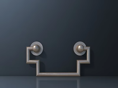 Modern Geometric Metal Handle Design On Dark Background With Shiny Reflective Surface 3d model