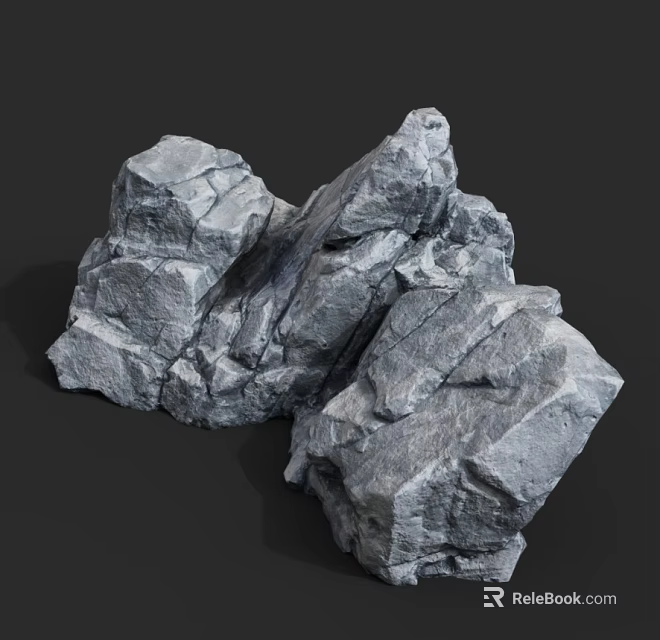 Cluster Of Natural Rugged Rocks With Textured Surfaces In Outdoor Landscape 3d model 