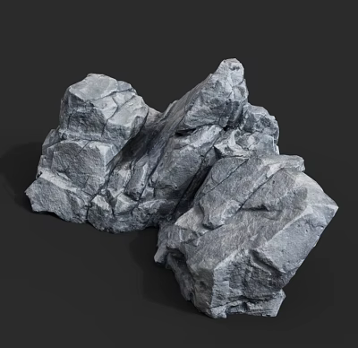 Cluster Of Natural Rugged Rocks With Textured Surfaces In Outdoor Landscape 3d model