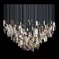 Modern Crystal Chandelier with Hanging Glass Pendants Illuminated in Elegant Design