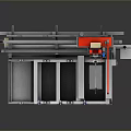 Industrial Processing Equipment With Metal Frame Red Mechanical Parts And Square Tanks