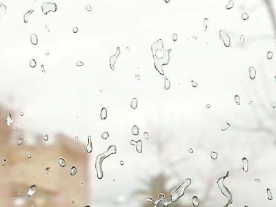 Raindrops On Window Glass With Blurred Outdoor Background View 3d model