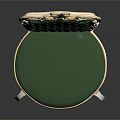 Elegant Green Tufted Leisure Chair With Gold Ornate Accents And White Carved Legs