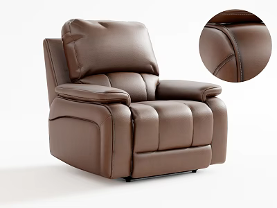 Comfortable Brown Leather Massage Chair With Ergonomic Design And Stitching Details 3d model