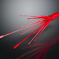 Red Squid With Long Tentacles On Dark Reflective Background Surface 3d model
