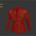 Brown military uniform jacket with epaulettes medals and ribbons pockets and belt on wooden hanger