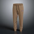 Khaki Casual Jogger Pants With Drawstring Waist And Slim Fit Design