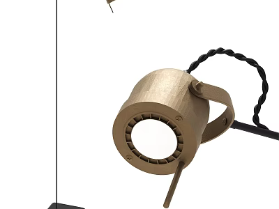 Modern Brass Floor Lamp With Adjustable Arm And Black Braided Cable Design 3d model
