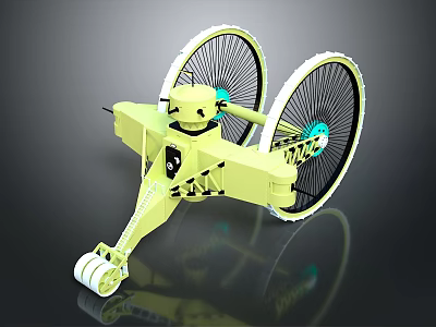 Yellow Military Vehicle With Large Wheels And Mechanical 3D Model Design 3d model