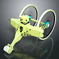 Yellow Military Vehicle With Large Wheels And Mechanical 3D Model Design