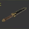 3D Rendered Sword With Blue Blade Brown Wrapped Hilt And Golden Metal Accents
