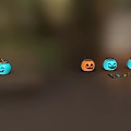 Halloween Pumpkin Shaped Decorative Lights in Orange and Blue with Smiley Faces Design