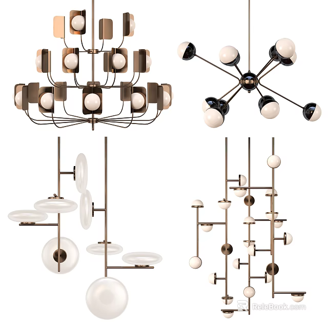 Modern Chandelier Design Ideas With Spherical Glass Balls And Metal Structures 3d model 