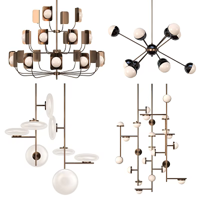 Modern Chandelier Design Ideas With Spherical Glass Balls And Metal Structures 3d model