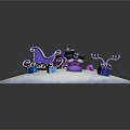 Purple Boot With Gift Bags Boxes And Mouse Figure On Snowy Ground
