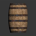 Rustic Wooden Barrel With Metal Hoops For Home Decor And Storage