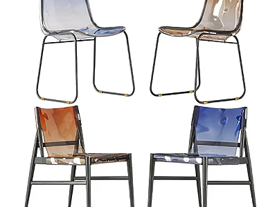 Modern Transparent Acrylic Leisure Chairs with Metal Frame and Multiple Colors Stylish Design 3d model