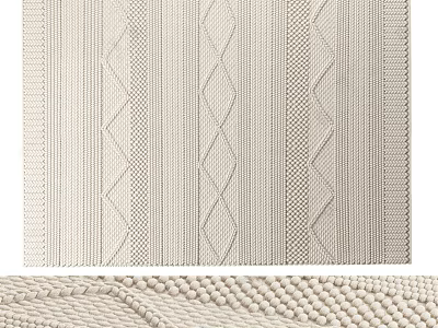 Soft Textured Square Rug With Diamond Pattern And Beige Neutral Design 3d model