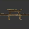 Wooden Picnic Dining Table With Attached Benches Solid Wood Simple Design For Outdoor Use