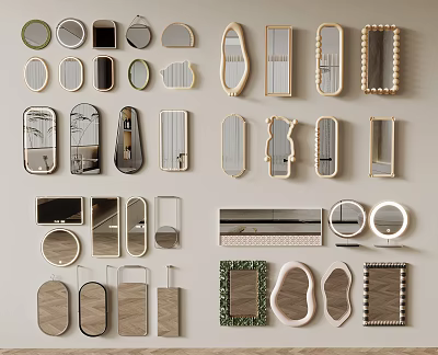 Various Decorative Mirrors With Different Shapes Frames And Designs For Home Decor 3d model