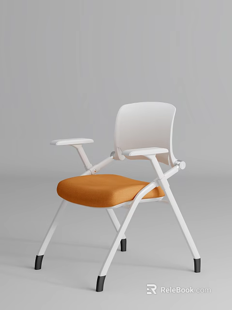 Modern Office Chair With White Backrest Orange Comfortable Cushion And Sleek Armrests 3d model 