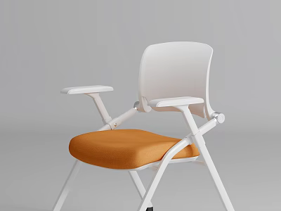 Modern Office Chair With White Backrest Orange Comfortable Cushion And Sleek Armrests 3d model