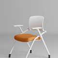 Modern Office Chair With White Backrest Orange Comfortable Cushion And Sleek Armrests