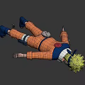 Anime Character With Yellow Spiky Hair Forehead Protector Orange Jacket Blue Details White Fur Collar And Scroll On Shoulder