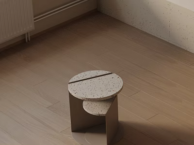 Modern Minimalist Round Side Table With Terrazzo Top And Geometric Base Design 3d model