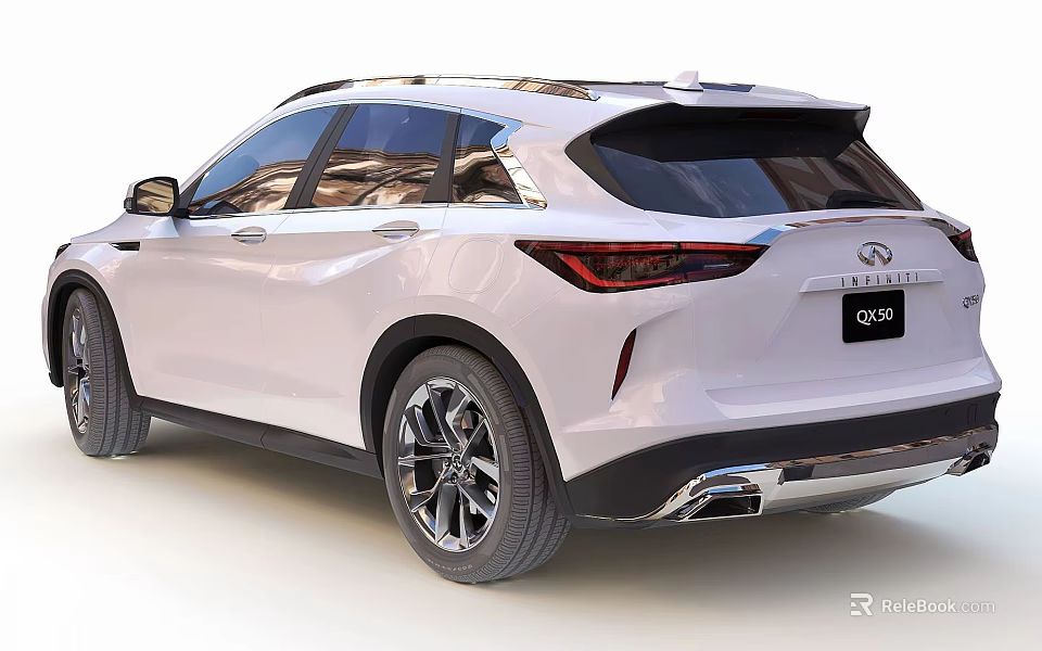 Stylish Infiniti QX50 White SUV Exterior Design With LED Taillights And Alloy Wheels 3d model 