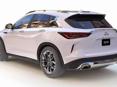 Stylish Infiniti QX50 White SUV Exterior Design With LED Taillights And Alloy Wheels 3d model