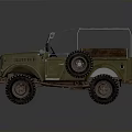 Vintage Military Green Off Road Vehicle With Open Top And Large Tires