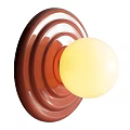 Modern Brown Circular Wall Light With Concentric Rings Base And Yellow Globe Lampshade 3d model